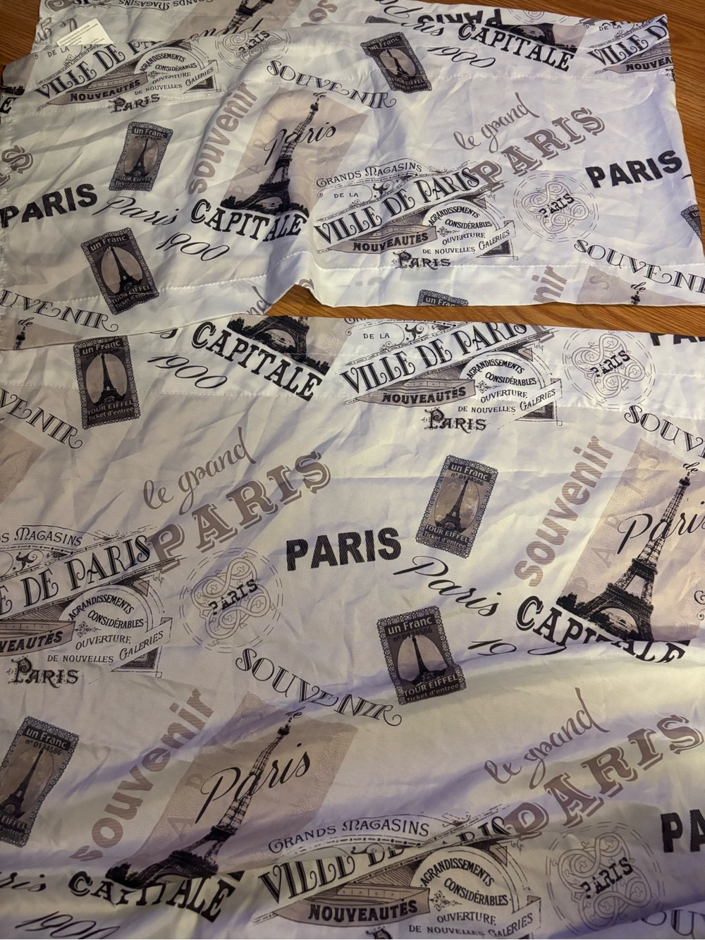 Paris-Themed 3 piece curtains Set in White and Black by